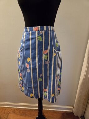 VINTAGE- Mr Hank Shell-Print A-Line Skirt with Pockets